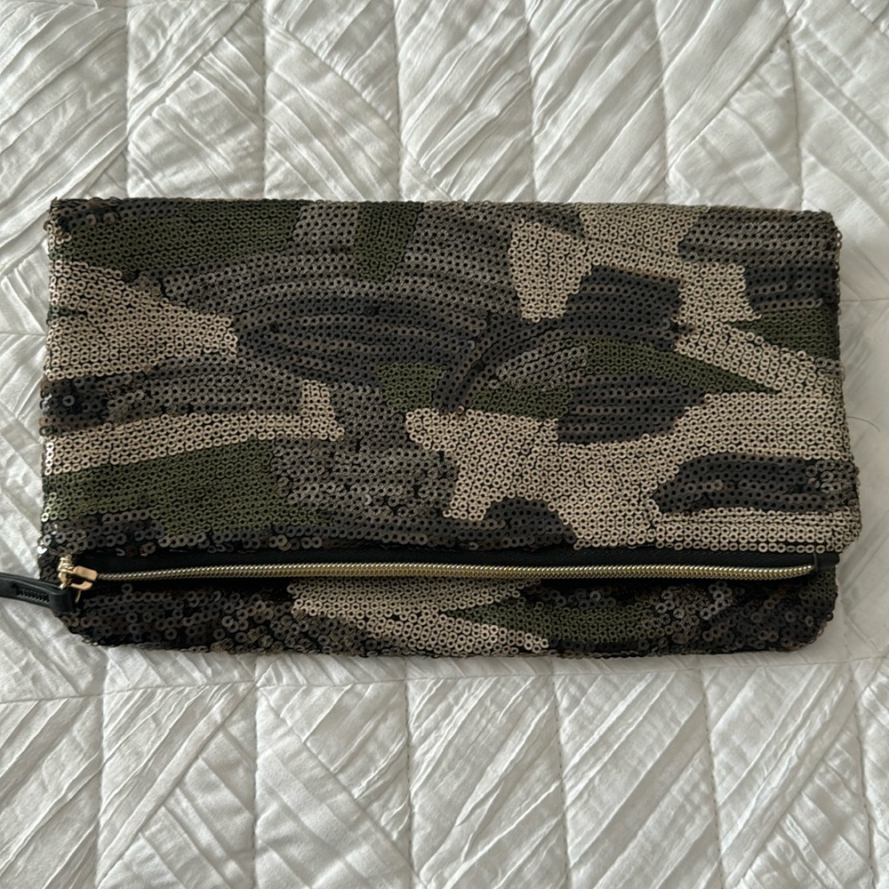 Stella & Dot Margeaux Sequin Camouflage Clutch camo